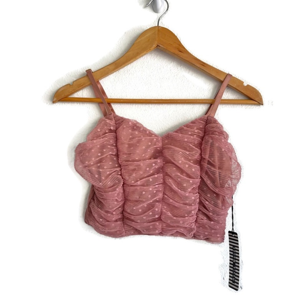 Haute Monde Mauve Pink Polka Dot Crop Top Size Small